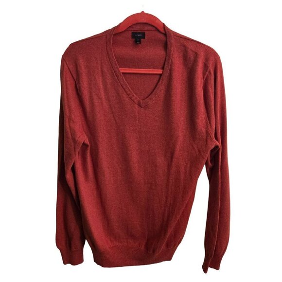 J. Crew Cotton Cashmere Rust V Neck Sweater Size M - Picture 1 of 4